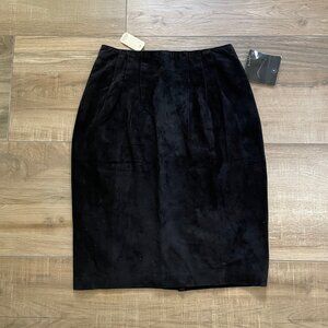 Dana Brooke Suede Skirt Womens 8 Black Vintage Silky Pig Suede Pencil Lined